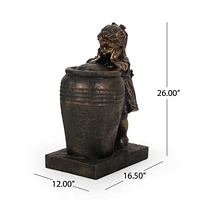 Simplie Fun Tranquil Garden Fountain with Cascading Waterfall, Led Lights, and Exquisite Detail