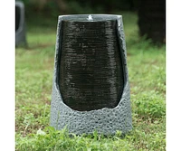 Streamdale Furniture 26" Dynamic Modern Urn Illusion Water Fountain for Indoor/Outdoor