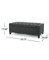 Stylish Dark Grey Storage Ottoman with Tufted Top