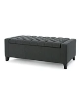 Streamdale Furniture Stylish Dark Grey Storage Ottoman with Tufted Top