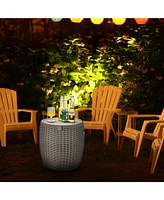 Patio 4-in-1 Rattan Cocktail Table – Multi-Functional Cool Bar, Side Table & Storage