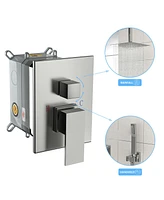 Streamdale Furniture Brushed Nickel Rain Shower System with Adjustable Slide Bar