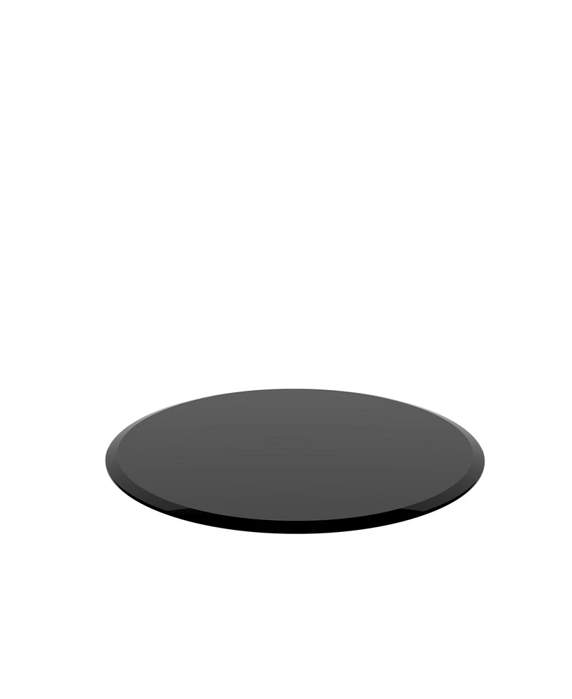 Simplie Fun 32" Inch Round Tempered Glass Table Top Black Glass 1/2" Inch Thick Beveled Polished Edge