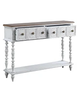 Simplie Fun Bence Console Table in Dark Charcoal & Antique White Finish