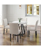 Streamdale Furniture 5-Piece Dining Set with Marble-Inspired Table & Ergonomic Chairs