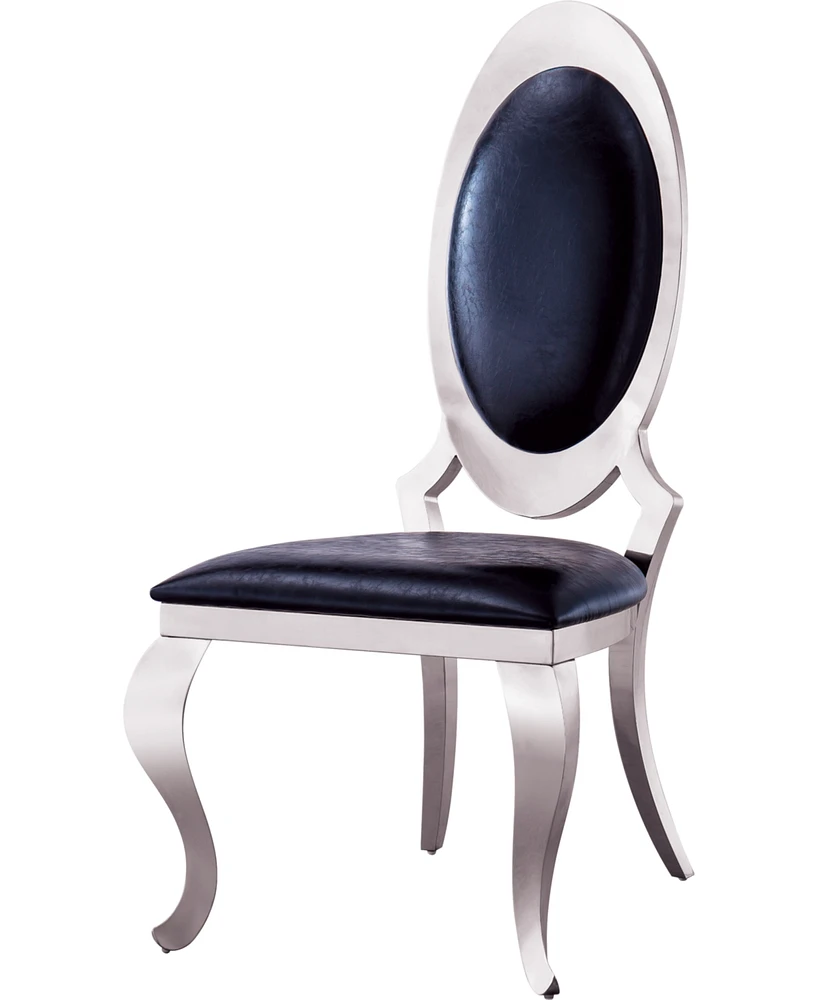 Simplie Fun Leatherette Dining Chair With Oval Backrest Set Of 2