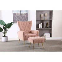 Modern Accent Chair With Ottoman, Comfy Armchair For Living Room, Bedroom, Apartment, Office