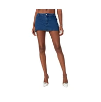 Edikted Women's Sydnie Denim Micro Skort - Dark