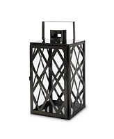 Modern Stainless Steel and Tempered Glass Lantern with X-Frame Design