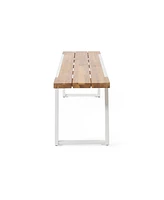 Modern Acacia Wood Slat-Top Picnic Dining Set
