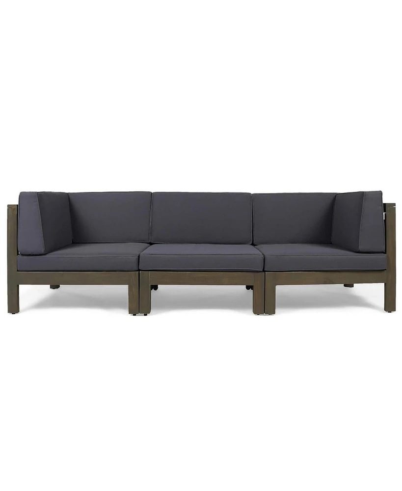 Simplie Fun Acacia Wood Modular Sectional Sofa with Water-Resistant Cushions