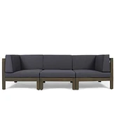 Simplie Fun Acacia Wood Modular Sectional Sofa with Water-Resistant Cushions