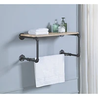 Simplie Fun Brantley Wall Rack in Oak & Sandy Gray Finish