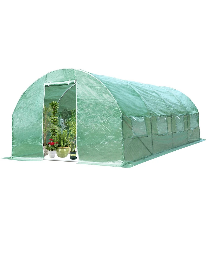 Slickblue 10 x 6.5 x 20 Feet 8 Windows Backyard Walk-in Greenhouse