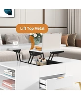 Streamdale Furniture Modern Lift Top Coffee Table Multi Functional Table With Drawers In White