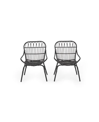 Simplie Fun Modern Boho Faux Rattan Accent Patio Chairs (Set of 2