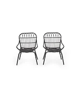 Simplie Fun Modern Boho Faux Rattan Accent Patio Chairs (Set of 2