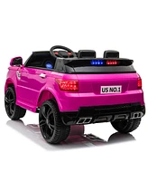 Streamdale Furniture Rose Red Police Ride-On Suv Toy for Kids Ages 3-8 with Megaphone