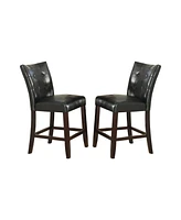 Simplie Fun Leather Upholstered High Dining Chair, Black(Set Of 2)