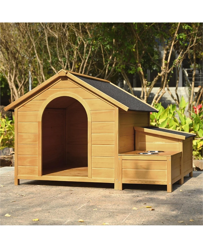 Streamdale Furniture Weatherproof Pet House with Elevated Feeder and Storage Box