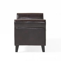 Contemporary Diamond Tufted Storage Ottoman with Rolled Arms