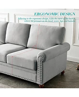 Streamdale Furniture Linen Fabric Upholstered With Storage Sofa