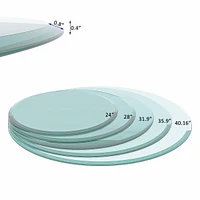 24 Inch Round Tempered Glass Table Top Clear Glass 3/8" Inch Thick Beveled Polished Edge