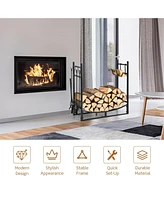 Slickblue Firewood Rack with 4 Tool Set Kindling Holders for Indoor and Outdoor