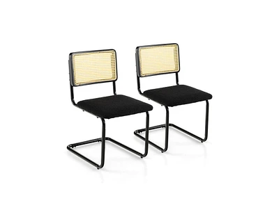 Slickblue 2 Pieces Mid-Century Modern Dining Chair with Cantilever Design-Black