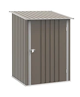 Outsunny 3.3' x 3.4' Garden Storage Shed with Lockable Door Brown