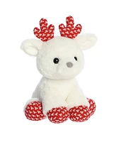 Aurora Medium Merry Reindeer Holiday Festive Plush Toy White 10.5"