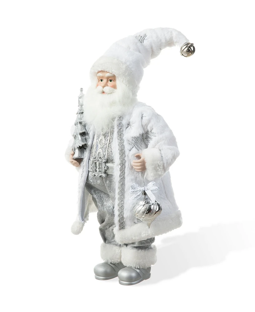 Glitzhome 18 H Christmas Frosty Santa Figurine with Porcelain Face