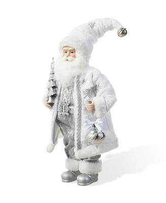 Glitzhome 18 H Christmas Frosty Santa Figurine with Porcelain Face