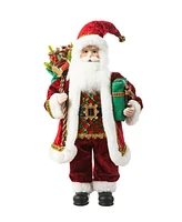 Glitzhome 18 H Christmas Traditional Santa Figurine with Porcelain Face