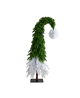 Nearly Natural 9ft. Holiday Green Santa's Hat Christmas Tree with 600 Led Lights and 1992 Bendable Branches