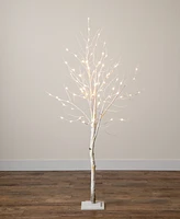 Nearly Natural 6ft. Pre-Lit Artificial White Birch Tree with 90 White Led Lights