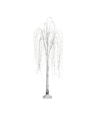 Nearly Natural 6ft. Pre-Lit Artificial White Weeping Willow Tree with 160 Warm White Led Lights