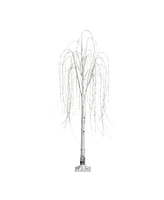 Nearly Natural 6ft. Pre-Lit Artificial White Weeping Willow Tree with 160 Warm White Led Lights