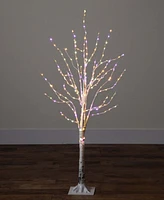 Nearly Natural 4ft. Pre-Lit Artificial White Birch Tree with 240 Color Changing Led Lights