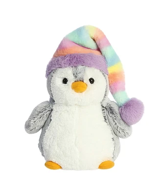 Aurora Small Pom Pom Rainbow Hat PomPom Penguin Festive Plush Toy Gray 9"