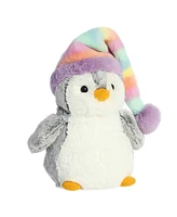 Aurora Small Pom Pom Rainbow Hat PomPom Penguin Festive Plush Toy Gray 9"