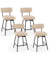 Slickblue 25" 2-Piece Modern Upholstered Bar Stools with Back and Footrests-Beige