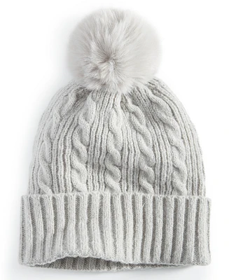 Style & Co Shine Pom-Pom Cable Knit Beanie, Created for Macy's