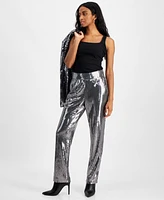 I.n.c. International Concepts Petite Sequin-Embellished Straight-Leg Pants, Created for Macy's