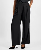 I.n.c. International Concepts Petite Wide-Leg Rhinestone-Trim Pants, Created for Macy's