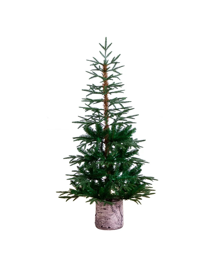 Nearly Natural 5ft. Artificial Woodland Fir Christmas Tree in Decorative Planter