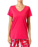 Hue Women's Solid Short-Sleeve V-Neck Sleep Tee