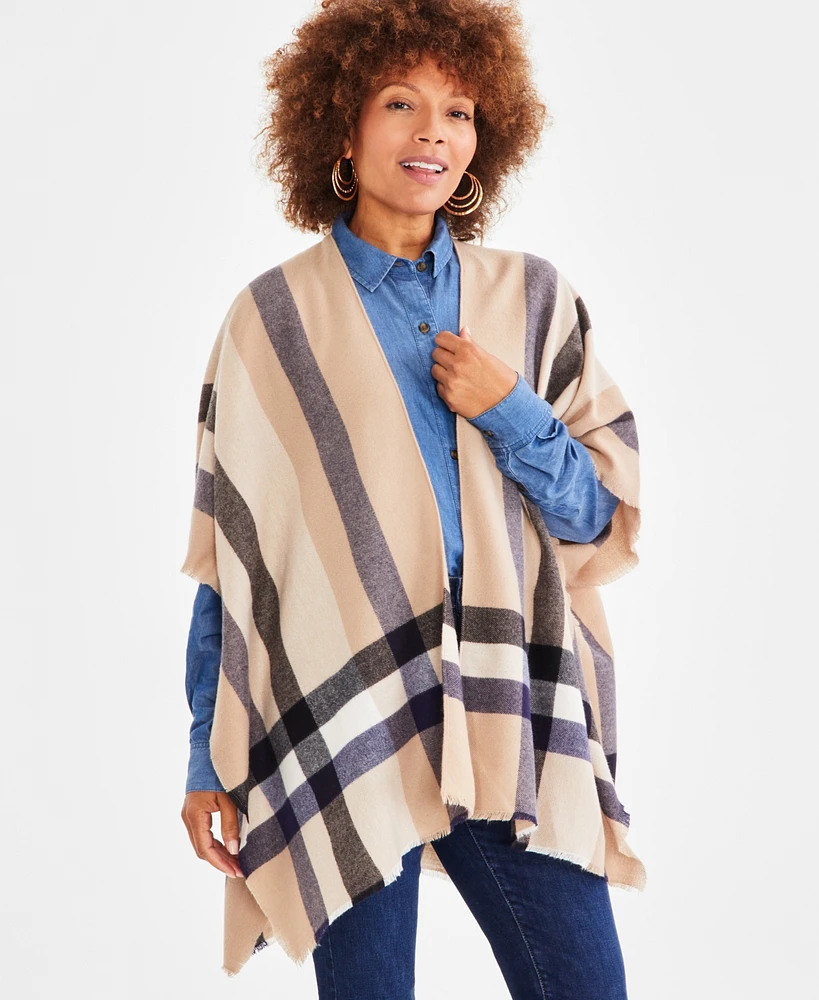 Style & Co Women's Lux Plaid Poncho, Created for Macy's