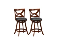 Slickblue Swivel Bar Stools Set of 2 with Soft Cushion and Elegant Hollow Backrest