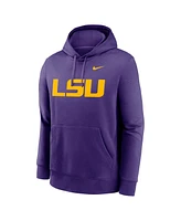 Nike Men's Lsu Tigers Primetime Evergreen Club Fleece Pullover Hoodie